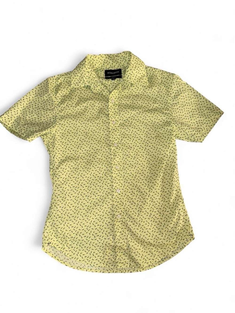 Bonobos Yellow Short-Sleeve Button-Down with Green and White Floral